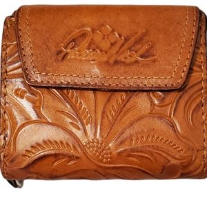Patricia Nash wallet.  Tan tooled leather.